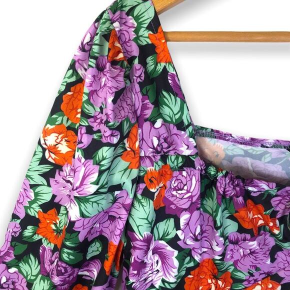 SHEIN Curve Floral Off the Shoulder Dress Size 0XL Purple Red Floral Plus Size - Picture 2 of 9